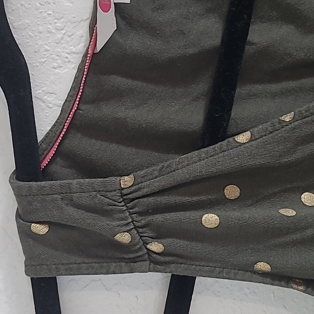 Boden Olive Green Polka Dot Mini Dress Natural Earty Size 4 R - Picture 5 of 7